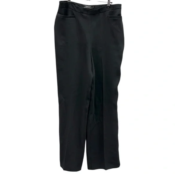 Tribal Black On Black Striped 2 Pocket Side Zip Wide Straight Leg Curvy Womens 8 - Picture 10 of 15